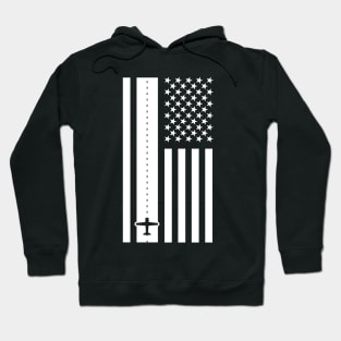 Airplane Pilot & American Flag - Airport Runway Hoodie